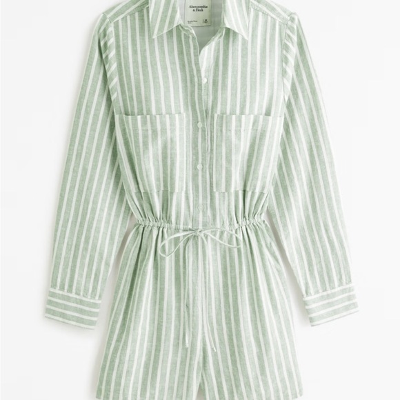 Abercrombie & Fitch Linen Blend Easy Waist Romper - Picture 4 of 4